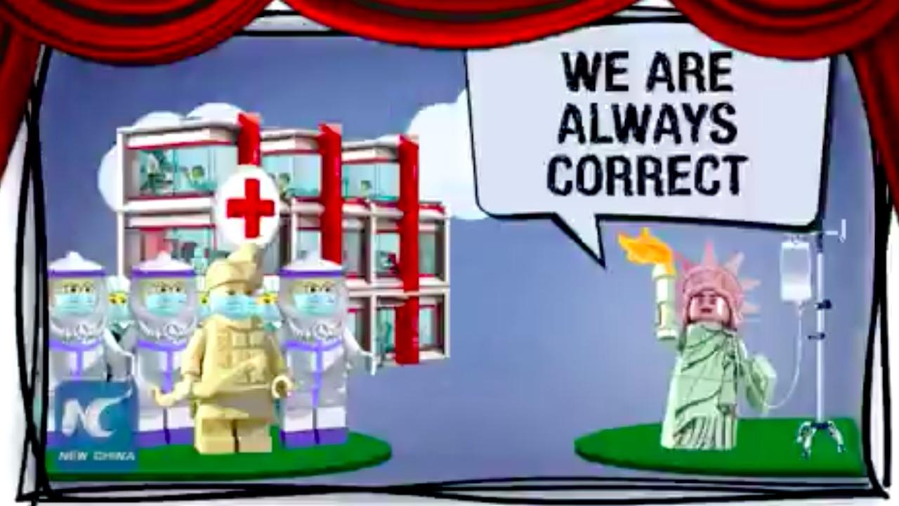 In the video the Chinese Lego doctors try to reason with Lady Liberty.