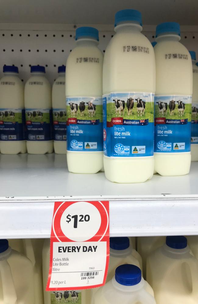 Could we see a return to $1.20 one-litre milk at Coles? Picture: Jeremy Piper