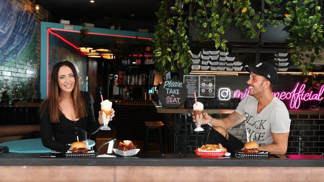 Mikaela Bielby and Christian Avant pictured at Milky Lane in Bondi Beach. Picture: Richard Dobson