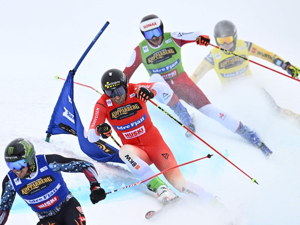 Athletes compete in the FIS Men's Ski Cross World Cup competition at Idre Fjaell, Sweden. Picture: Anders Wiklund/TT News Agency/AFP