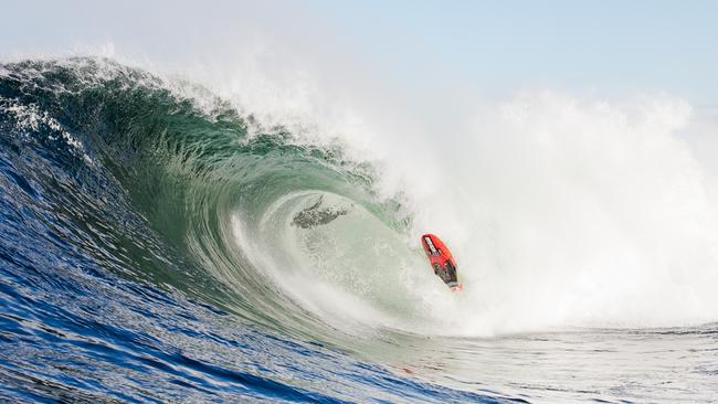 Matt Bevilacqua wipes out under a huge wave at Shipstern Bluff in Tasmania. Picture: Andrew Chisholm / www.andychiz.com