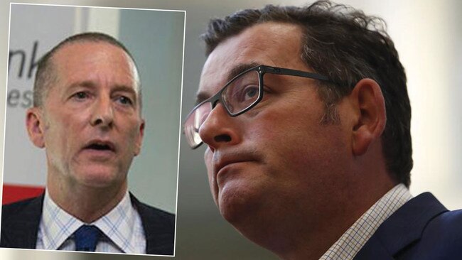 Victorian Premier Daniel Andrews, right, and his former chief bureaucrat Chris Eccles, left. Pictures: