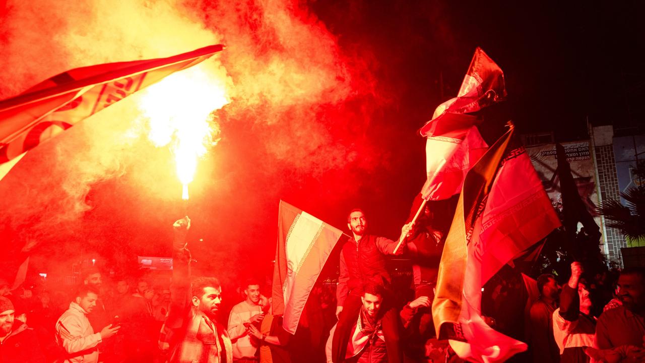 Iranian pro-government supporters shout anti-Israel slogans at Palestine Square in Tehran, on April 14, 2024, in a celebration of the early morning Iran's IRGC attack on Israel. Picture: Hossein Beris/Middle East Images/Abaca Press/AAP