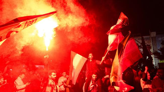 Iranian pro-government supporters shout anti-Israel slogans at Palestine Square in Tehran, on April 14, 2024, in a celebration of the early morning Iran's IRGC attack on Israel. Picture: Hossein Beris/Middle East Images/Abaca Press/AAP