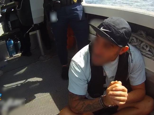 Authorities arrest fugitive Hussein Chamas and two other people aboard a yacht in the Arafura Sea, off the NT coast, on January 26, 2025. Picture: AFP