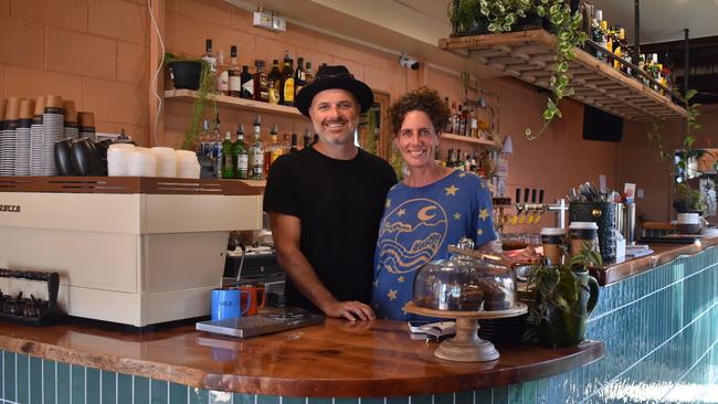 Ben and Leah Crowley behind their newly renovated bar at The Alley, Yeppoon.