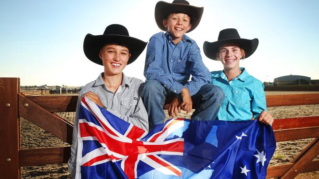 Will Ramsden, Nick Palmer and Annabel Dalzell in Tamworth for Australia Day. Picture: Richard Dobson