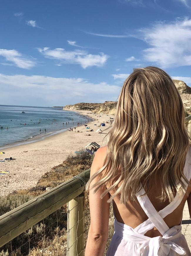 Kate takes in the view over the beach. Picture: Supplied