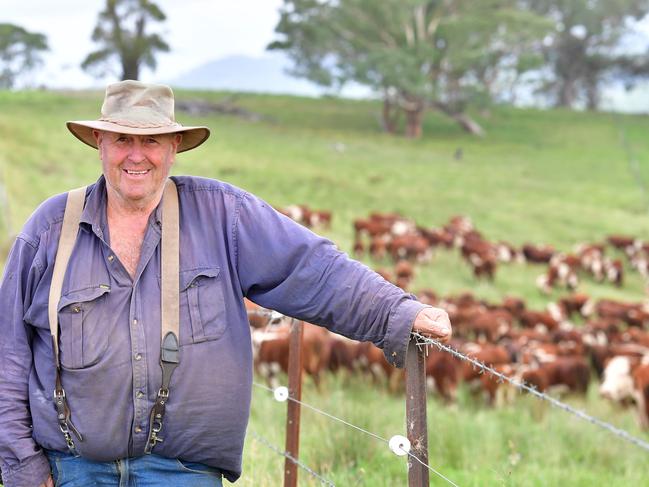 NEWS:  Bluey Commins Nunniong Herefords EnsayBluey Commins on his farm getting his Hereford cattle in for the sales at Ensay