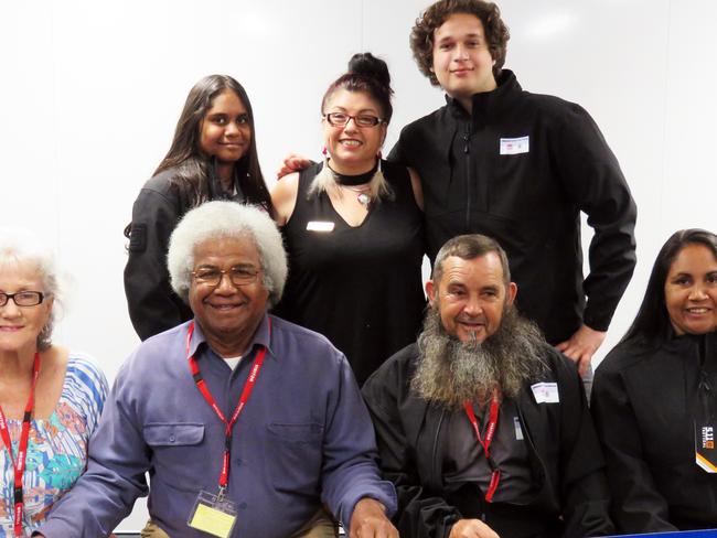 Aunty Jackie McDonald, Uncle Geoff Togo, Uncle Frank Krasna and Aunty Delta Kay with Banora Point High School student Tillara Oakley, Aboriginal community liason officer Beck Couch and Kingscliff High School student Mathew Lantry. Students and mentors were presented with backpacks, jackets and drink bottles from LEGEAR ahead of their Canberra trip for the 2019 Tweed/Byron Commanders Active Citizen Program. Picture: Jodie Callcott