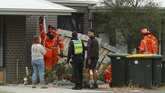 A woman has been arrested after allegedly crashing through the fence and letterbox of a house on Michigan Ave Corio. Picture: Alison Wynd