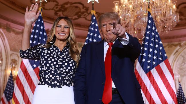 Donald and Melania Trump after he announced that he was seeking another term in office and officially launched his 2024 presidential campaign. Picture: Getty Images/AFP.