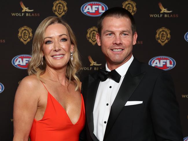 PERTH, AUSTRALIA - SEPTEMBER 19: Ben Cousins arrives with Kelley Hayes ahead of the 2021 AFL Brownlow Medal at Optus Stadium on September 19, 2021 in Perth, Australia. (Photo by Paul Kane/Getty Images)