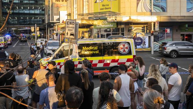 Thousands of people ran for their lives after an attacked stabbed several people at Sydney’s Westfield Bondi Junction on Saturday afternoon. Picture: NCA NewsWire / Monique Harmer