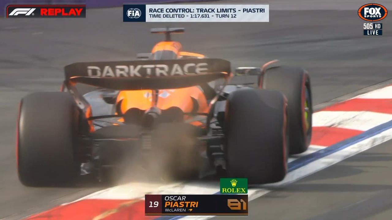 Oscar Piastri had a lap time deleted for exceeding track limits.