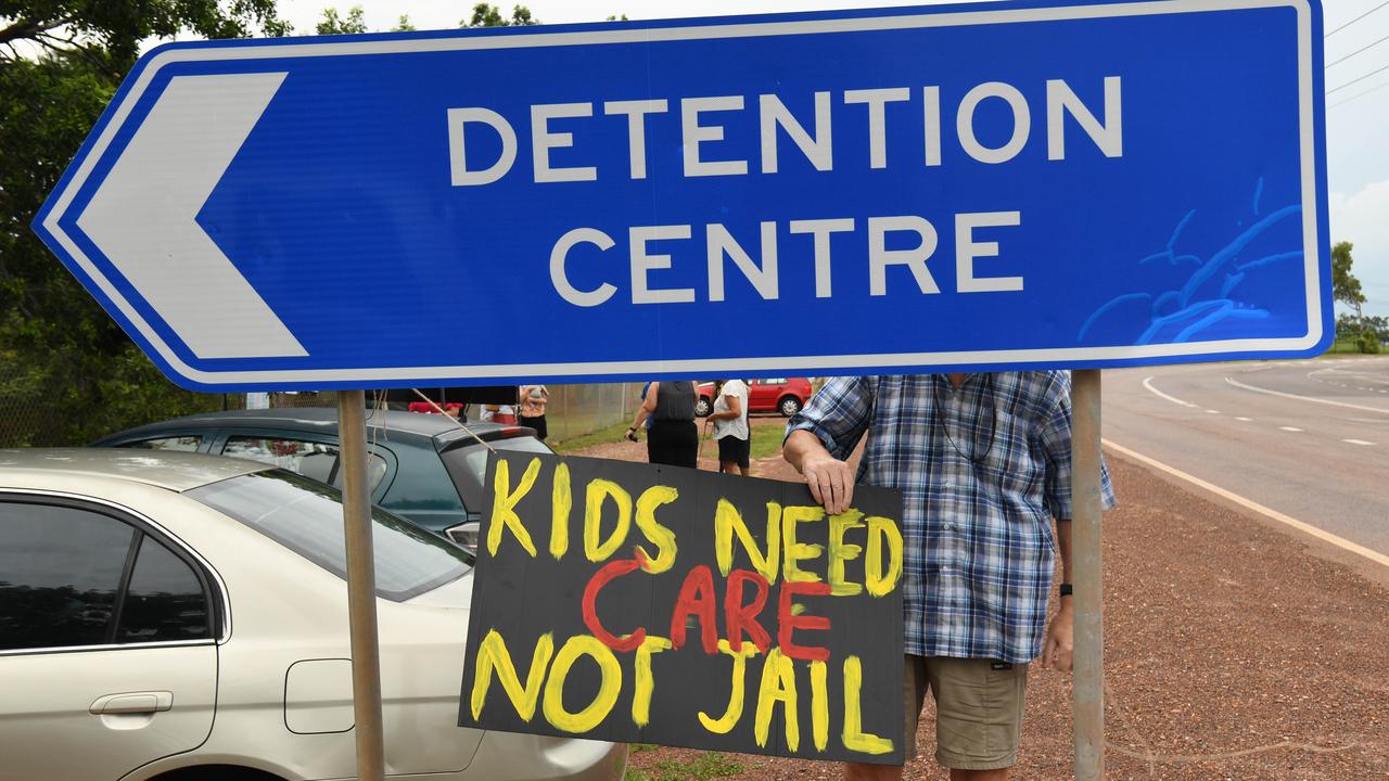 Protesters call for the closure of Youth Detention currently in the Berrimah Prison. Picture: (A) manda Parkinson