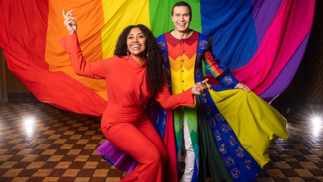 Euan Fistrovic Doidge as Joseph and Paulini as the narrator rehearsing for Joseph and the Amazing Technicolor Dreamcoat. Picture: Chris Pavlich Photography