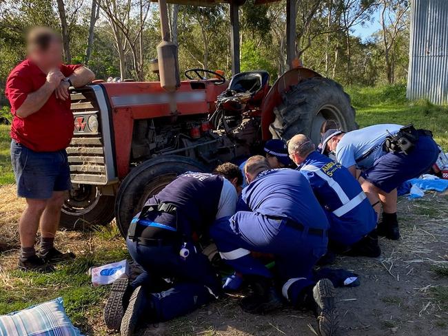 Man, 80, flown to hospital after horror tractor fall