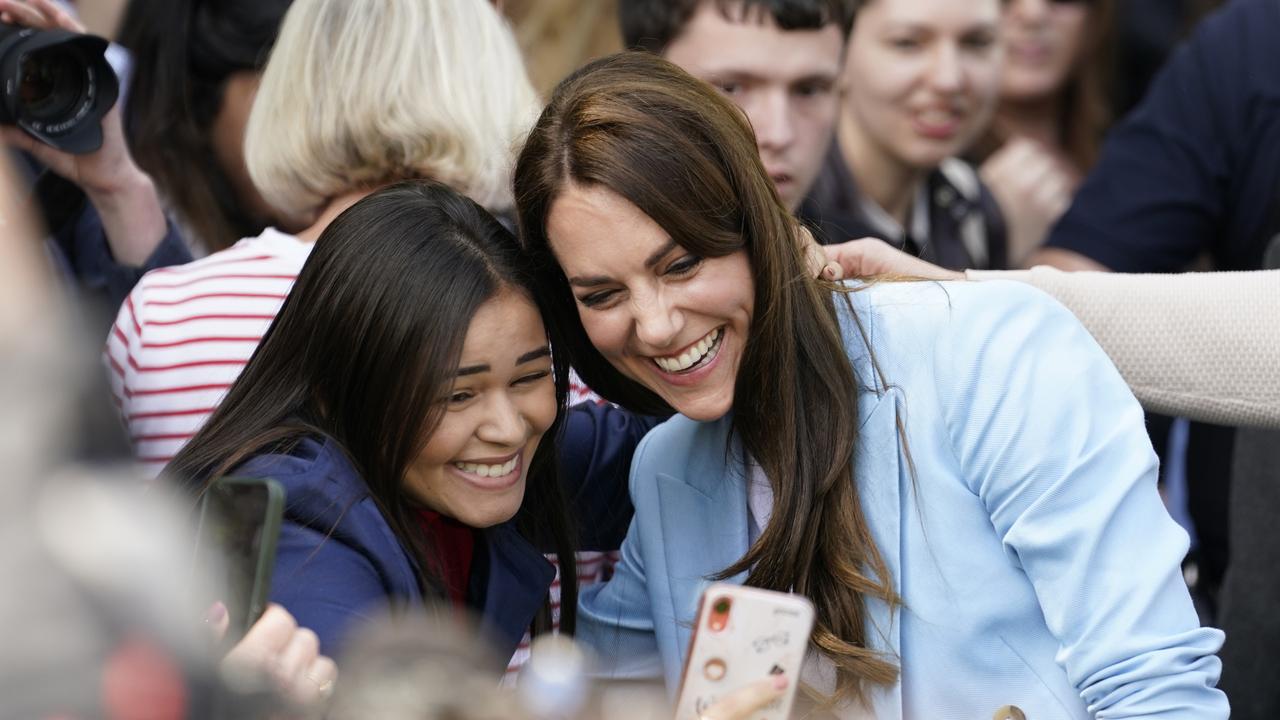 Catherine, Princess of Wales poses for a selfie with a concertgoer during a walkabout meeting members of the public before the Coronation concert begins. Picture: Getty Images