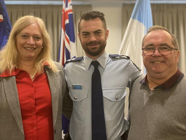 Leading Senior Constable Timothy Carlile from Bankstown Area Command and his parents.