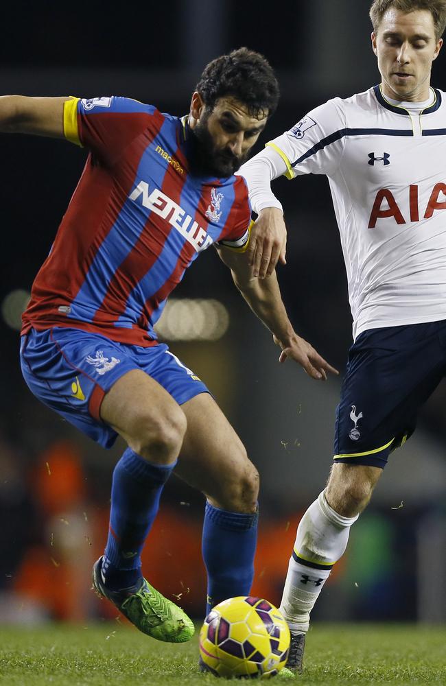 Mile Jedinak on the ball for Crystal Palace against Tottenham.