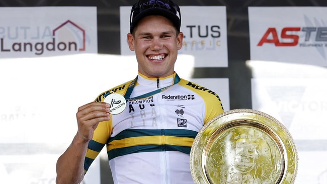 Victorian Luke Plapp won the elite road race national title in Buninyong earlier this year. Photo by Con Chronis/AusCycling.