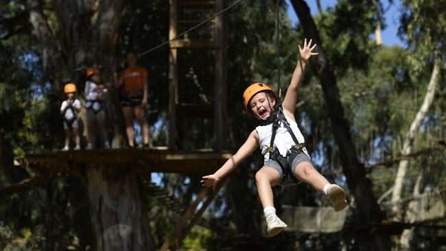 Claire, 6 at Adelaide TreeClimb in the South Parklands. Picture: Naomi Jellicoe