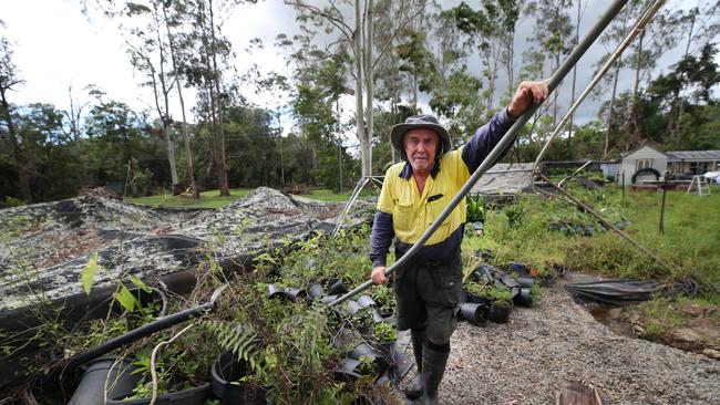 Brian Reichelt from Foilage Farm surveying the damage from recent storms and floods in the Kriedman Rd area. Picture Glenn Hampson