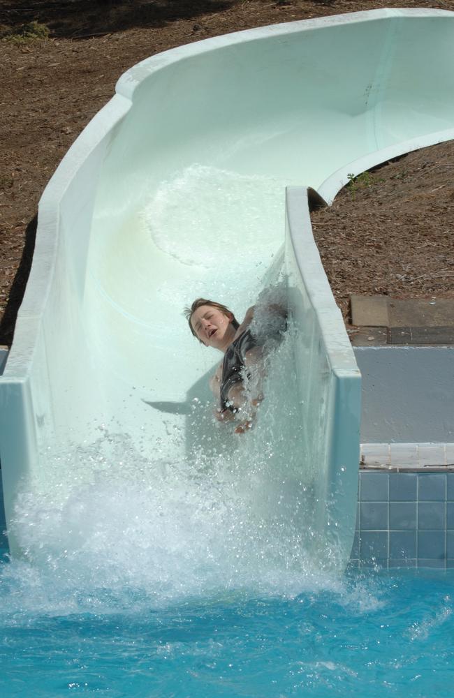 Christopher Marshall on October 27, 2008, was just one of many swimmers who loved the waterslides. Picture: Danny Aarons