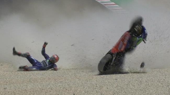 Maverick Vinales crashes during Free Practice 2, Italian GP 2017.