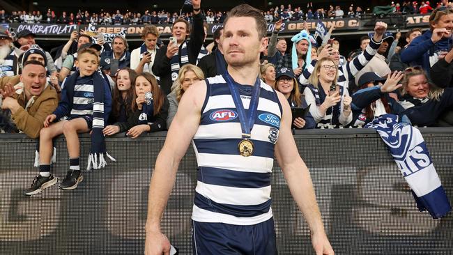 Patrick Dangerfield has every reason to celebrate. Picture: Mark Stewart