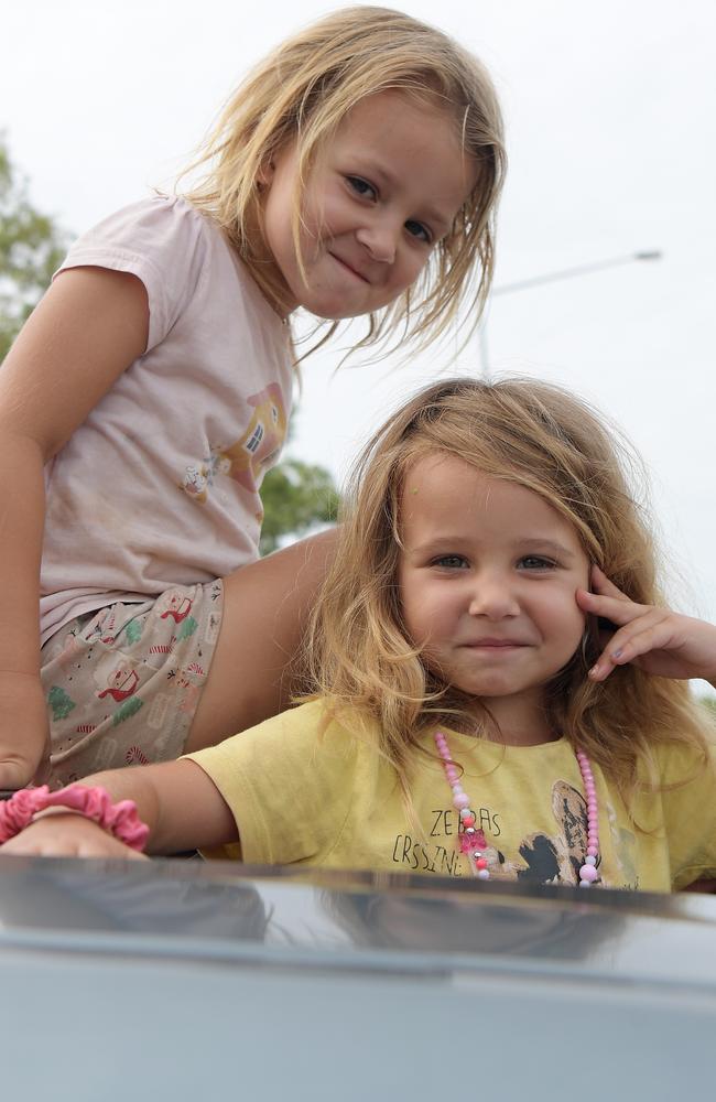 Abby and Dakota Hes at the Variety NT Ute Run in Hidden Valley. Picture: (A)manda Parkinson