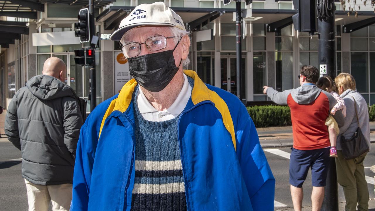 Kevin Hall wears a mask to avoid catching COVID-19 when out in public. Picture: Nev Madsen.