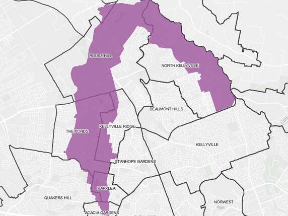 The at-risk areas in Sydney’s northwest.