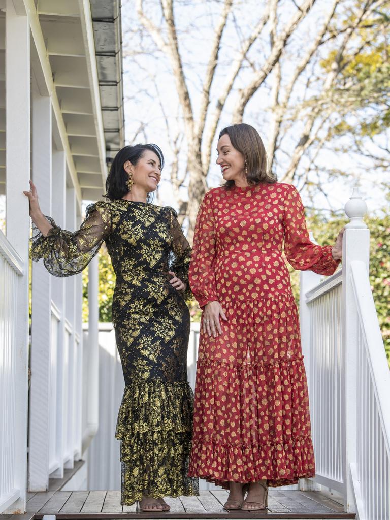 Veronique Anderson ( left ) and Louise Hamilton. Dress Circle Collection offers designer clothing for hire. Wednesday, June 16, 2021. Picture: Nev Madsen.