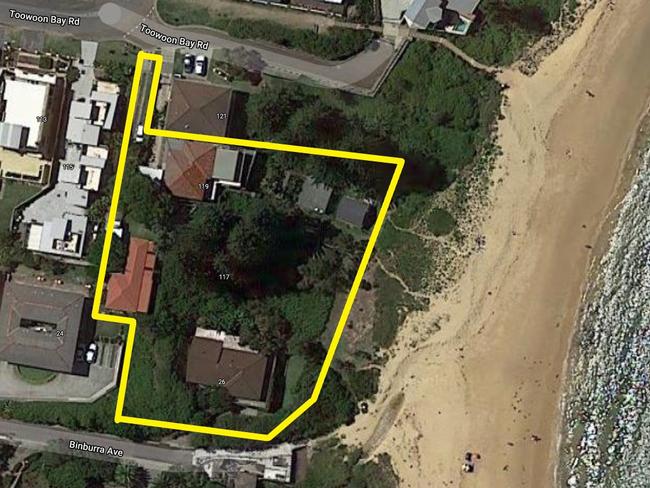 Property records show Nitzan Ronen and companies he owns now own a large chunk of waterfront property at Toowoon Bay. Picture: Google