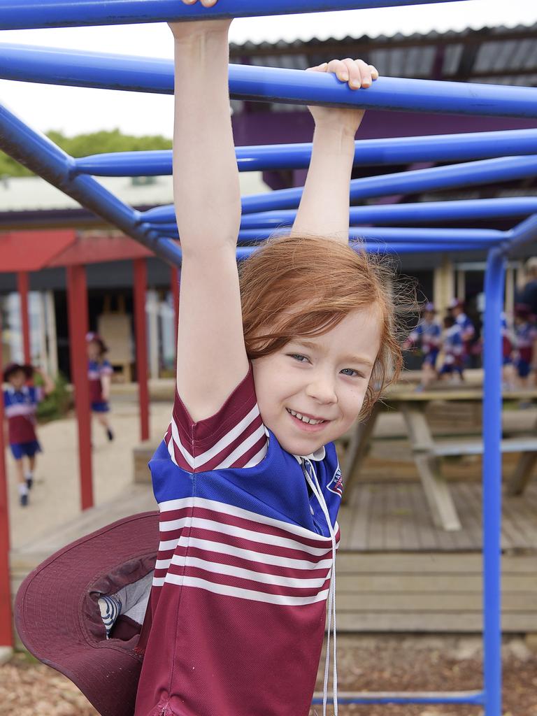 My favouirte thing about school. Annabelle: “I like the monkey bars.” Picture: Alan Barber