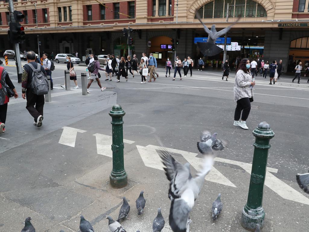 Melbourne’s city centre last Monday, when many workers could any workers could finally return. Picture: NCA NewsWire / David Crosling