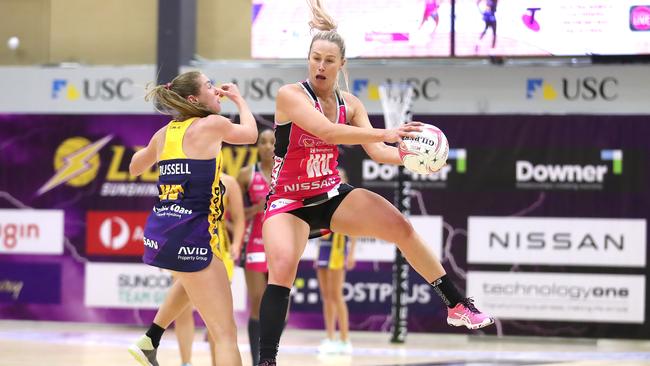 Chelsea Pitman will line up for the Giants this weekend against her former club the Thunderbirds. (Photo by Jono Searle/Getty Images)