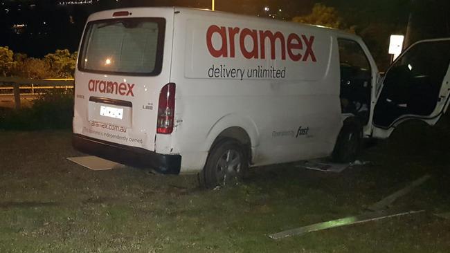 An Aramex delivery vehicle got stuck after the driver attempted to use a homeowner's front lawn for a three-point turn. Picture: Reddit / @timoe14