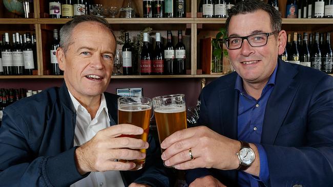 Federal Labor leader Bill Shorten with Victorian Premier Daniel Andrews.