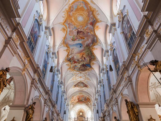 The ornate interior of St Peter’s in Munich.