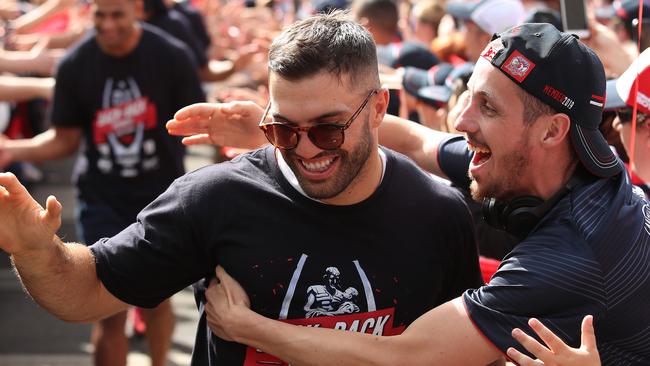 James Tedesco during the Sydney Roosters fan day after the Roosters 2019 NRL Premiership win. Pict Brett Costello