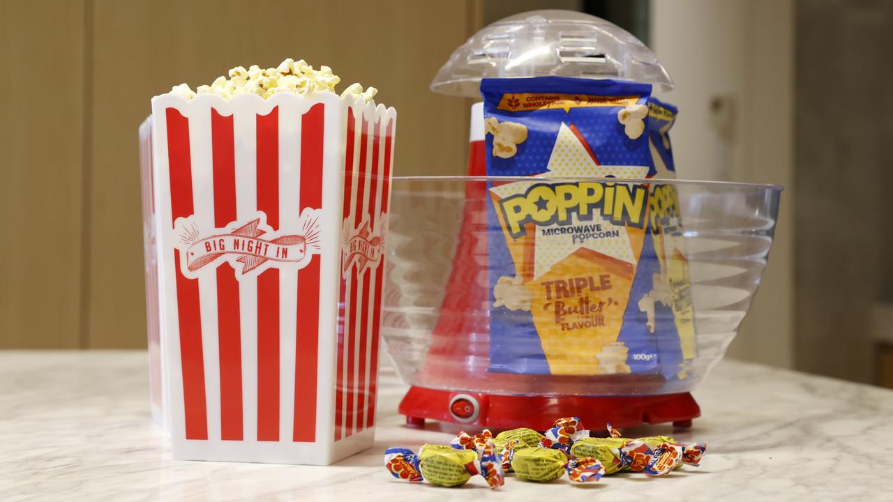 Popcorn and movie nights rate highly with the Warners. Picture: Jonathan Ng