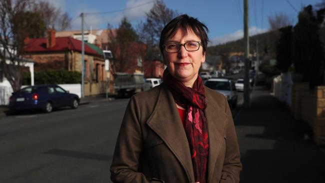 Hobart City Council Deputy Lord Mayor Helen Burnett in North Hobart in relation to the council's decision regarding Airbnb operations in the city. Picture: Nikki Davis-Jones