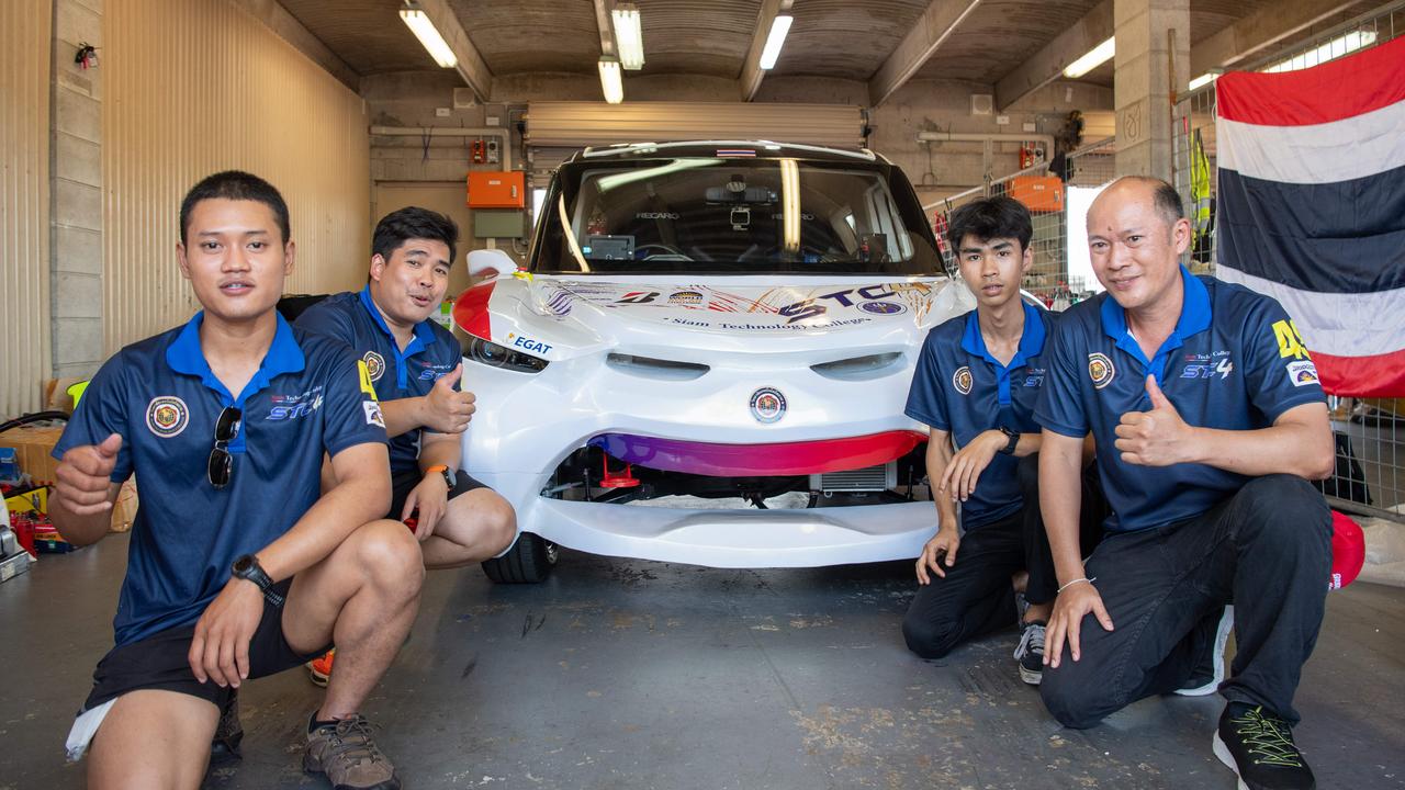 Natawat Keawkrai, Rattapol Phosri, Thanawat Kalapukdee and Jirawat Garluna from Thailand at the 2023 Bridgestone World Solar Challenge, Hidden Valley Raceway, Saturday, October 21, 2023. Picture: Pema Tamang Pakhrin.