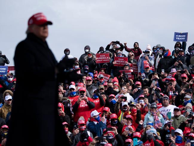 Donald Trump leaves after a rally in Washington, Michigan. Picture: AFP.