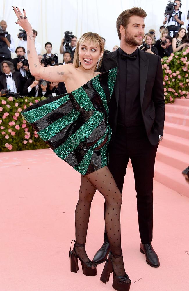 Cyrus and Hemsworth at the 2019 Met Gala in New York in May. Picture: Getty, AFP