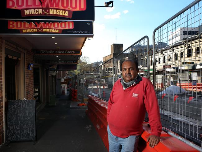 Sam Kumar stands out the front of his Bollywood Mirch Masala restaurant. Picture: James Croucher