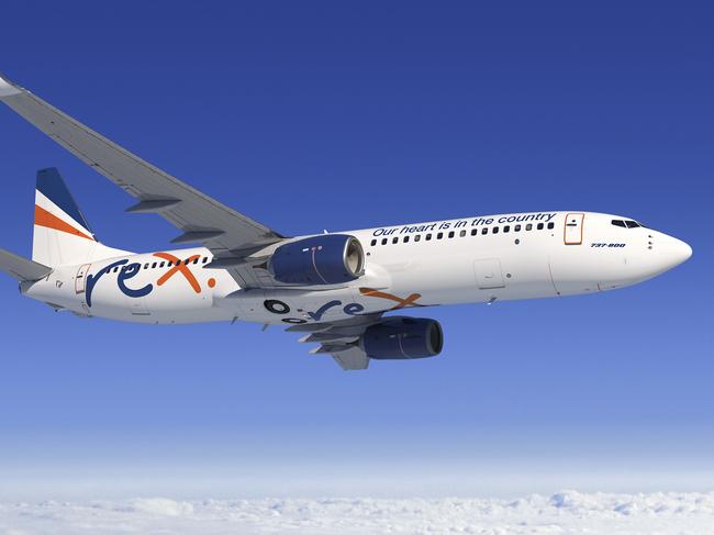 a Rex Airlines Boeing 737-800 NG jet which will begin flying the Gold Coast route.